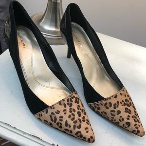 Tahari Leopard Suede Heels
